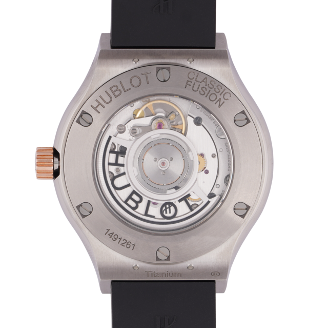Đồng Hồ Nam Hublot Classic Fusion Black Dial Black Rubber Men's Watch 561ZP1180RX mặt đáy