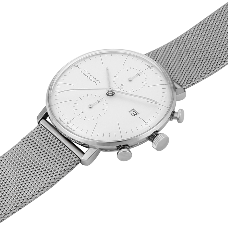Đồng hồ nam Junghans Max Bill Chronoscope 027/4003.48 cạnh bên Đồng hồ nam Junghans Max Bill Chronoscope 027/4003.48 cạnh bên