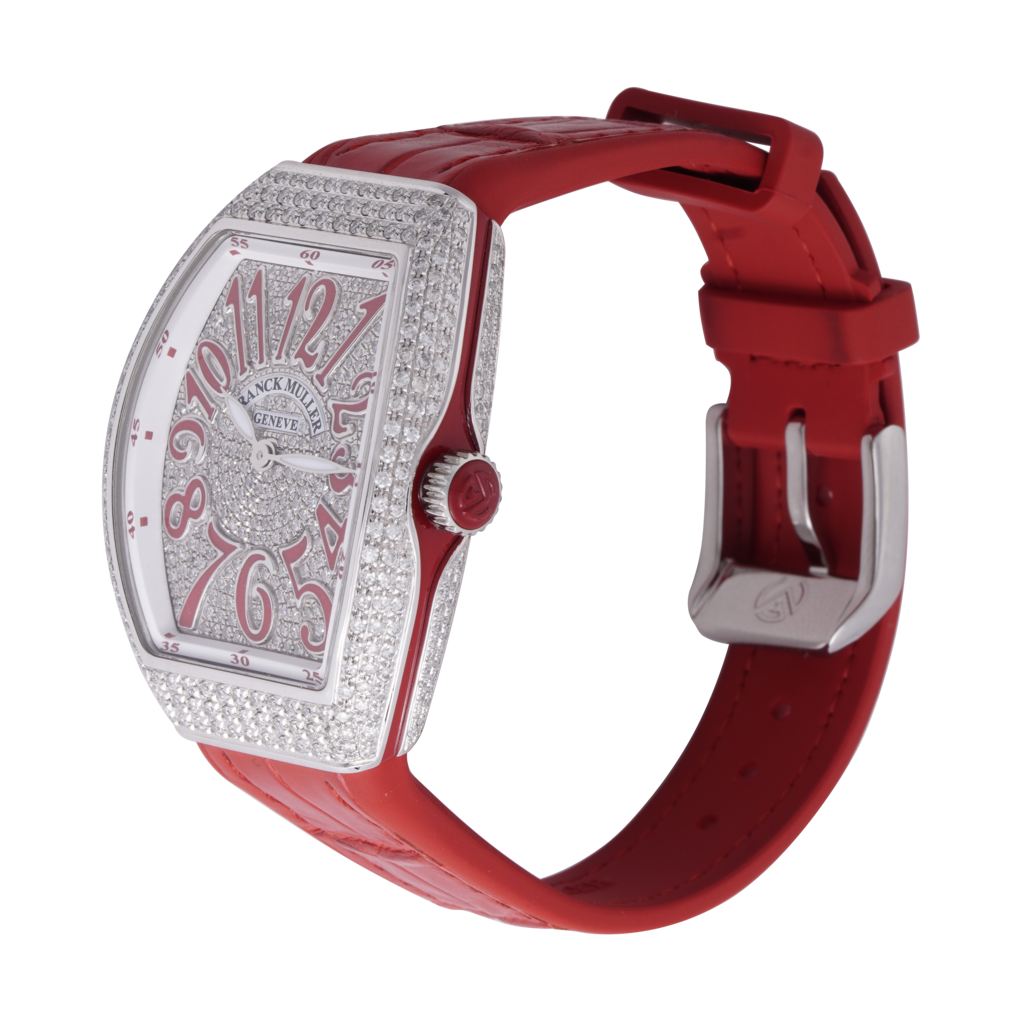 Đồng hồ Franck Muller Vanguard Lady V32 Red Custom Diamond mặt Đồng hồ Franck Muller Vanguard Lady V32 Red Custom Diamond mặt