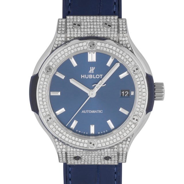 Đồng hồ Nam Hublot Classic Fusion Blue Titanium Custom Full Diamonds Đồng hồ Nam Hublot Classic Fusion Blue Titanium Custom Full Diamonds